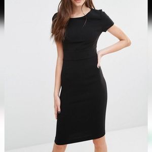 Diana Von Furstenberg Trapp Dress Sz8 Black Short Sleeve Scoop Neck Minimalist